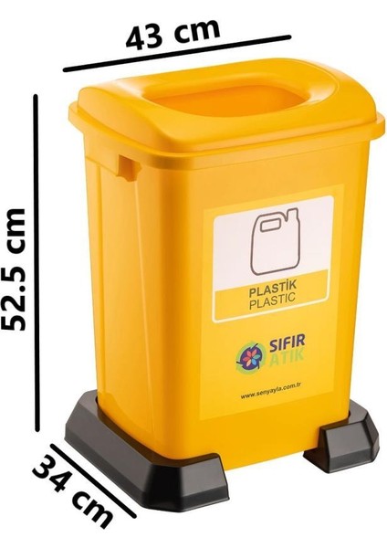 SY-4395 Sıfır Atık Plastik Geri Dönüşüm Çöp Kutusu 50 Lt Sarı 5 Adet fiyatları