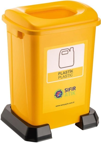 SY-4395 Sıfır Atık Plastik Geri Dönüşüm Çöp Kutusu 50 Lt Sarı 5 Adet modelleri