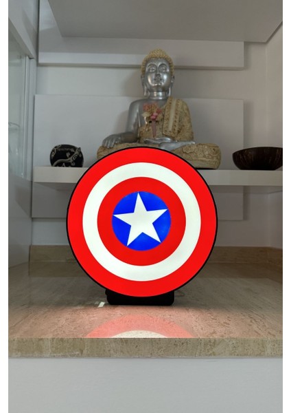Kaptan Amerika Tasarımlı Gece Lambası Dekoratif Aydınlatma