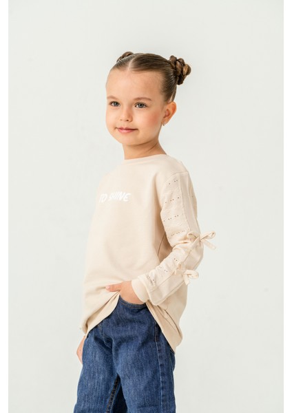 Kız Çocuk Kurdeleli Sweatshirt