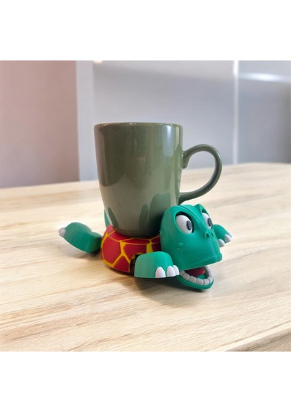 Fanatik Kaplumbağa Bardak Altlığı – Hareketli ve Eğlenceli Kupa Altlığı(Kırmızı-Sarı Çizgili) fiyatları