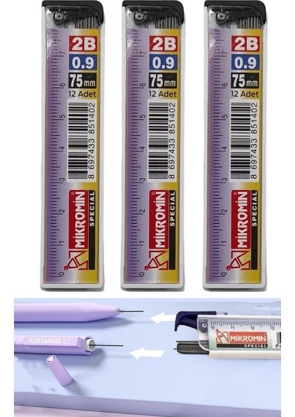 Kalem Ucu 0.9 mm 12 Li 3 Paket 09 Uç Versatil Kalem Uçu Mekanik Uçlu Otomatik Kurşun Mikro Kalem Ucu 75 mm Yumuşak Uç