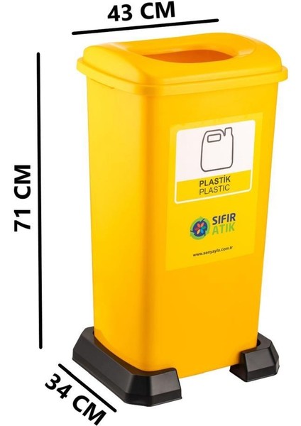 SY-4398 Sıfır Atık Plastik Geri Dönüşüm Çöp Kutusu 70 Lt Sarı 5 Adet fiyatları