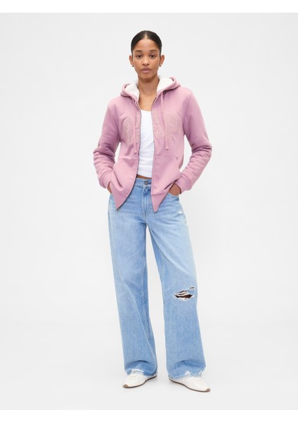 Kadın Açık Pembe Gap Logo Fermuarlı Sweatshirt indirimleri