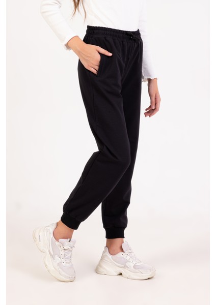 Kız Çocuk Siyah Fermuarlı Eşofman Altı