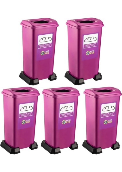 SY-4398 Sıfır Atık Ekmek Geri Dönüşüm Çöp Kutusu 70 Lt Mor 5 Adet