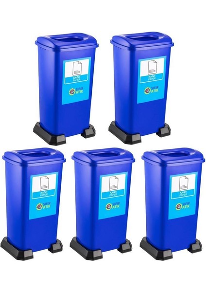 SY-4398 Sıfır Atık Kağıt Geri Dönüşüm Çöp Kutusu 70 Lt Mavi 5 Adet