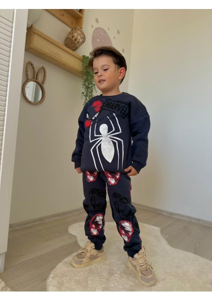 Örümcek Adam Desenli 3 Iplik Şardonlu Alt-Üsteşofman Takımı