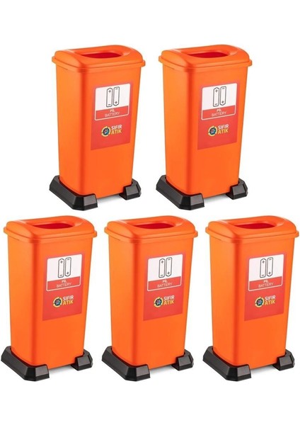 SY-4398 Sıfır Atık Pil Geri Dönüşüm Çöp Kutusu 70 Lt Turuncu 5 Adet