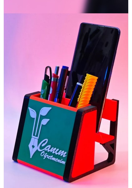 Canım Öğretmenim Yazılı Telefon Tutucu ve Kalemlik | Öğretmenler Günü Masaüstü Hediyesi modelleri