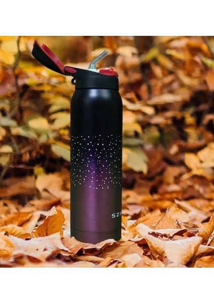 Termos 500ML Pipetli Çelik Su Matarası Çift Renkli Kaliteli Suluk