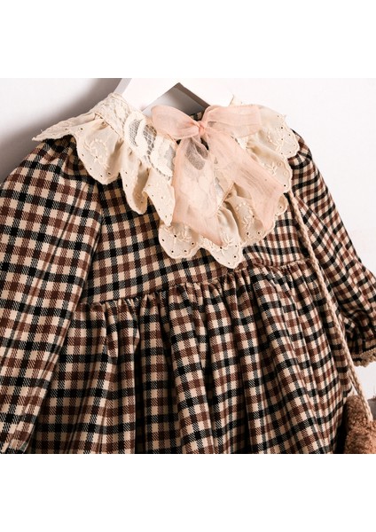 Kız Bebek Kareli Elbise ve Ayıcık Çanta Takımı fırsatları