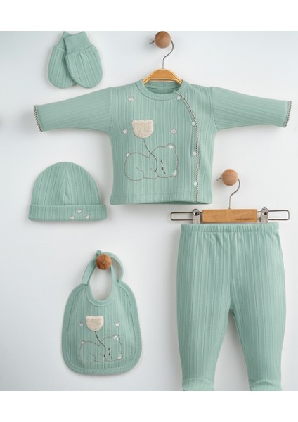 Yenidoğan 5’li Erkek Zıbın Seti Nane Rengi