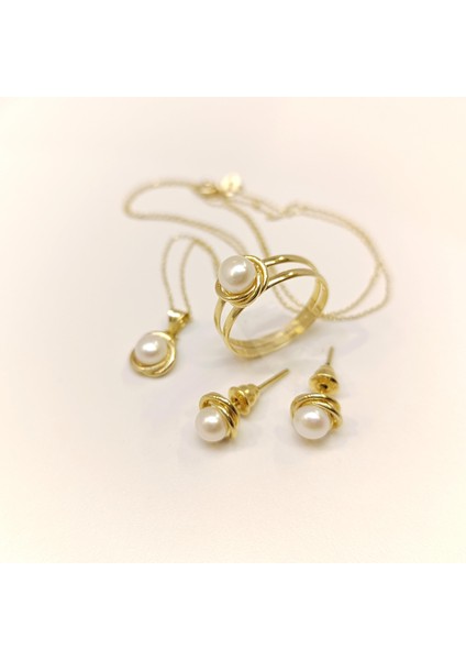 Olimpiyat İnci Taşlı Set Takım 14 Ayar Altın HD VİDEOLU 14780