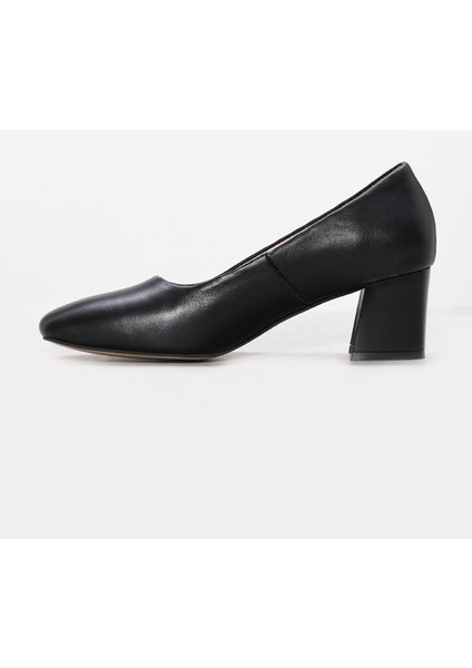Hakiki Deri Kadın Kalın Topuklu Ayakkabı 064ZA370
