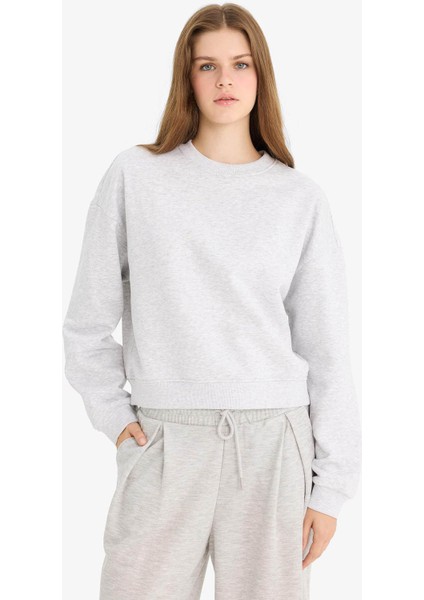 Regular Fit Bisiklet Yaka Kalın Kumaş Sweatshirt D6645AX25WN fırsatları