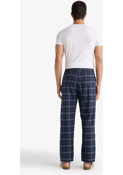 Regular Fit Beli Bağcıklı Cepli Uzun Boy Kareli Pijama Altı C6118AX25WN