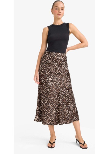 A Kesim Normal Bel Leopar Desenli Saten Midi Etek D7648AX25AU modelleri