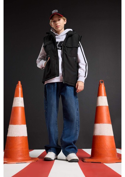 Erkek Çocuk Su Geçirmez Kapüşonlu Fermuarlı Yelek C4340A825AU