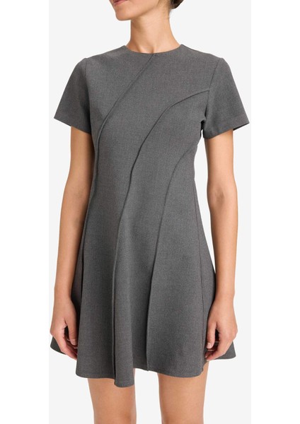 Bisiklet Yaka Kısa Kollu Mini Elbise G0195AX25AU