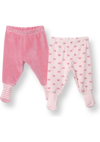 Kız Bebek 2li Çoraplı Pantolon Kadife