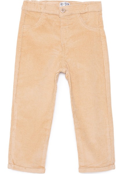 Erkek Bebek Hello Cute Bear Pantolon Kadife Ribanalı Paça