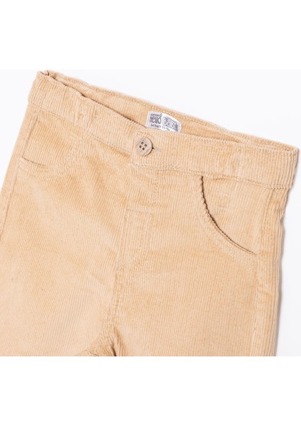 Erkek Bebek Hello Cute Bear Pantolon Kadife Ribanalı Paça modelleri