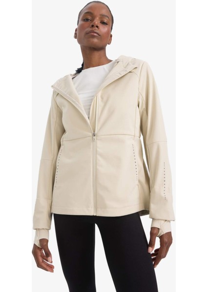 Su İtici Softshell Slim Fit Dar Kesim Kapüşonlu Fermuarlı Cepli Mevsimlik Yağmurluk C4951AX25AU