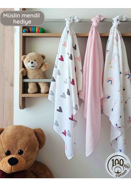 Bebek Müslin Örtü&battaniye 3 Adet %100 Pamuklu Çok Amaçlı Örtü 80X75CM-OEKO Tex Sertifikalı