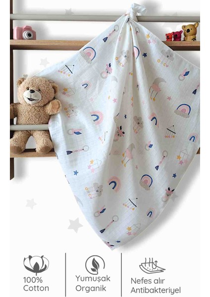 Bebek Müslin Örtü&battaniye 3 Adet %100 Pamuklu Çok Amaçlı Örtü 80X75CM-OEKO Tex Sertifikalı indirimleri