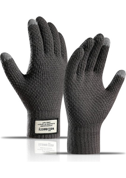 Warm Gloves Peluş Bisiklet Eldiveni Soğuk ve Geçirmez Dokunmatik Ekran Örme Eldiven (Yurt Dışından)
