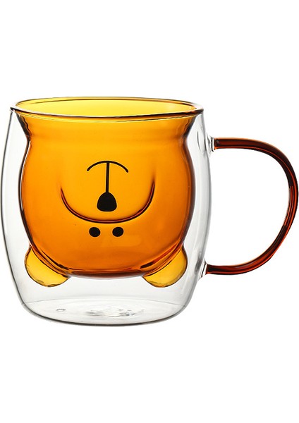 Karikatür Ayı Fincan Çift Katmanlı Cam Yalıtımlı Sevimli Şekil Fincan Yaratıcı Süt Kupası Kahve Fincanı Kahvaltı Fincan Su Dağı (Yurt Dışından)