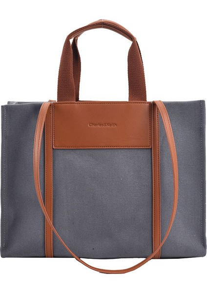 Yüksek Kaliteli Zarif El No Tot Çanta Kadın Kore Minimalist Kanvas Renk Büyük Kapasiteli Omuz Çantası (Yurt Dışından)