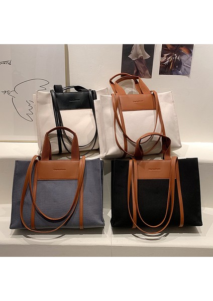 Yüksek Kaliteli Zarif El No Tot Çanta Kadın Kore Minimalist Kanvas Renk Büyük Kapasiteli Omuz Çantası (Yurt Dışından) modelleri