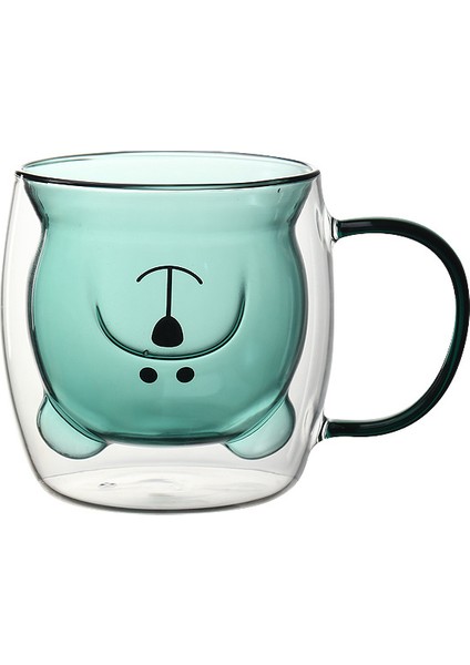 Karikatür Ayı Fincan Çift Katmanlı Cam Yalıtımlı Sevimli Şekil Fincan Yaratıcı Süt Kupası Kahve Fincanı Kahvaltı Fincan Su Dağı (Yurt Dışından)