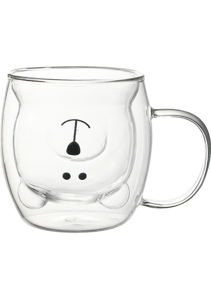 Karikatür Ayı Fincan Çift Katmanlı Cam Yalıtımlı Sevimli Şekil Fincan Yaratıcı Süt Kupası Kahve Fincanı Kahvaltı Fincan Su Dağı (Yurt Dışından)