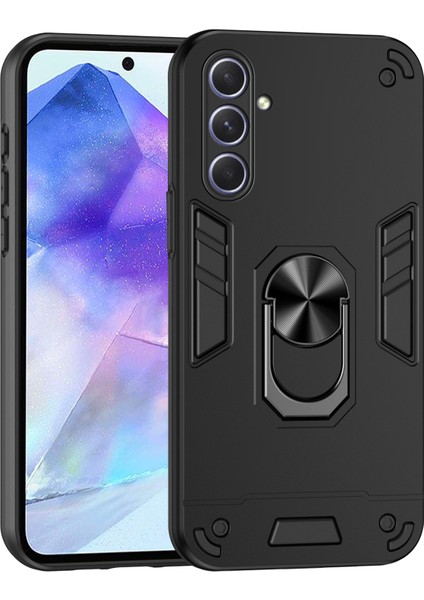 Samsung Galaxy A55 5g Kılıf Kickstand Telefon Kılıfı Destek Manyetik Araç Tutucu-Siyah (Yurt Dışından)