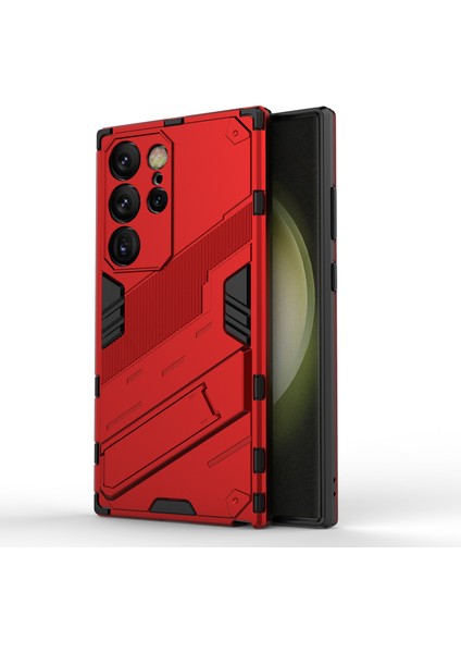 Samsung Galaxy S24 Ultra Kılıf Kickstand Düşmeye Karşı Telefon Kılıfı-Kırmızı (Yurt Dışından)