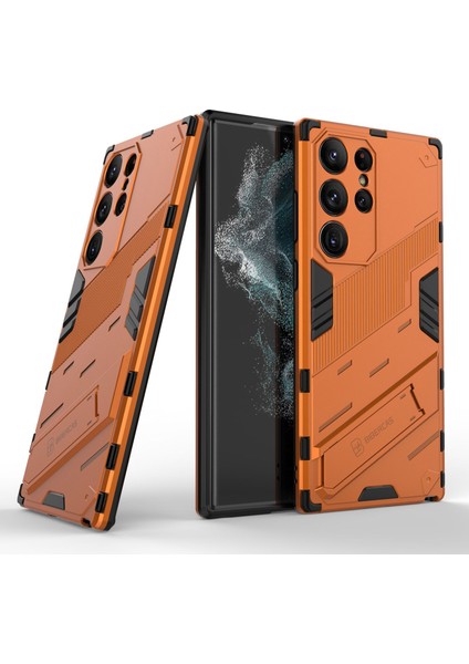 Samsung Galaxy S23 Ultra Için Kickstand Telefon Kılıfı, Düşmeye Dayanıklı Hibrit Pc + Tpu Koruyucu Kılıf-Turuncu (Yurt Dışından) fiyatları