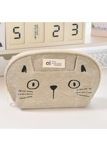 1 Adet Sevimli Sadelik Kedi Öğrenci Moda Karikatür Kedi Kırtasiye Saklama Kanvas Karalama Defteri Okul Malzemeleri Kalem Kutusu (Yurt Dışından)