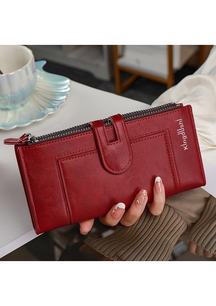 Tianzerunkadın Cüzdan Uzun Iki Katlı Fermuarlı Düz Üst Düzey Çok Kartlı Madeni Para Çantası (Yurt Dışından)