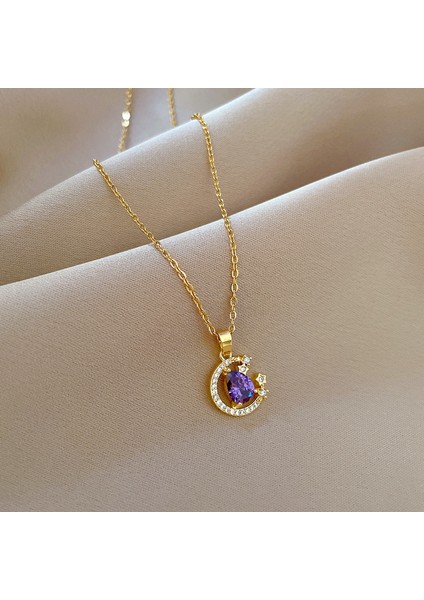 Hediye Evi Mor Kristal Kolye Yaratıcı Moda High-End Kolye Kızlar Için Hediyeler Doğum Günü Hediyeleri Yılbaşı Hediyeleri (Yurt Dışından)