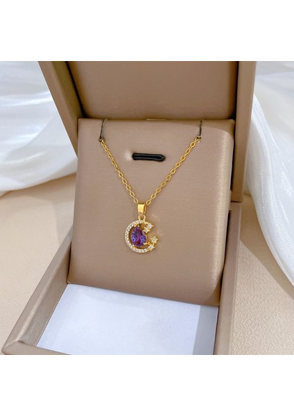 Hediye Evi Mor Kristal Kolye Yaratıcı Moda High-End Kolye Kızlar Için Hediyeler Doğum Günü Hediyeleri Yılbaşı Hediyeleri (Yurt Dışından) fiyatları