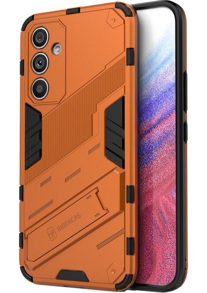 Samsung Galaxy A54 5g Için Çizilmez Telefon Kılıfı, Düşmeye Karşı Sert Pc Yumuşak Tpu Hibrit Telefon Kılıfı Kickstand-Turuncu (Yurt Dışından)