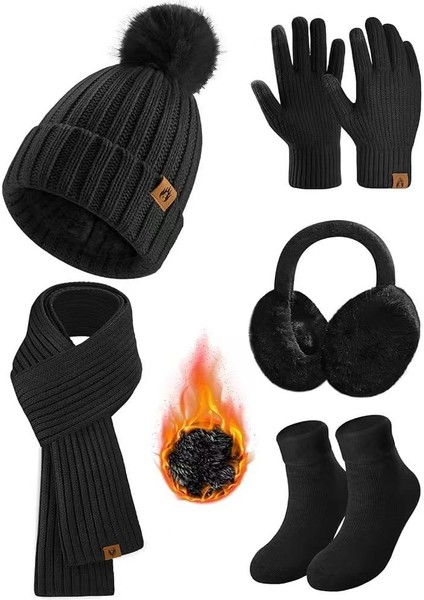 Sonbahar/kış Seri Örgü Yün Atkı, Dokunmatik Ekran Eldivenleri ve Üçlü Takım (Yurt Dışından)