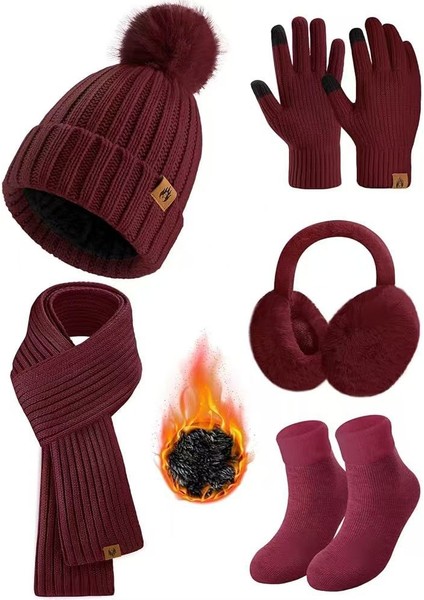 Sonbahar/kış Seri Örgü Yün Atkı, Dokunmatik Ekran Eldivenleri ve Üçlü Takım (Yurt Dışından)
