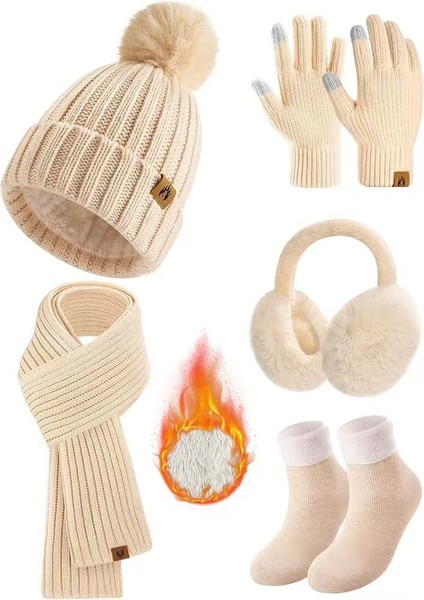 Sonbahar/kış Seri Örgü Yün Atkı, Dokunmatik Ekran Eldivenleri ve Üçlü Takım (Yurt Dışından)