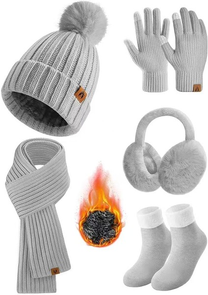Sonbahar/kış Seri Örgü Yün Atkı, Dokunmatik Ekran Eldivenleri ve Üçlü Takım (Yurt Dışından)