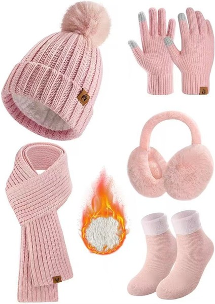 Sonbahar/kış Seri Örgü Yün Atkı, Dokunmatik Ekran Eldivenleri ve Üçlü Takım (Yurt Dışından)