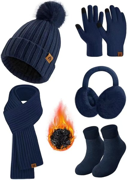 Sonbahar/kış Seri Örgü Yün Atkı, Dokunmatik Ekran Eldivenleri ve Üçlü Takım (Yurt Dışından)